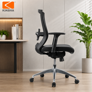 เก้าอี้สำนักงาน KINSHA รุ่น Ergonomic หุ้มหนัง PU ที่วางแขนปรับได้ เก้าอี้หมุนได้ พนักพิงเปิด ฐานโครเมียม เก้าอี้สำนักงานสำหรับใช้ในบ้าน - Product Image 1