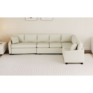 124.8\" L-Shaped Convertible <b>Sofa</b> Bed Pull Out <b>Sleeper</b> with Two Back Pillows Two USB Ports Two Power Sockets - Product Image 4