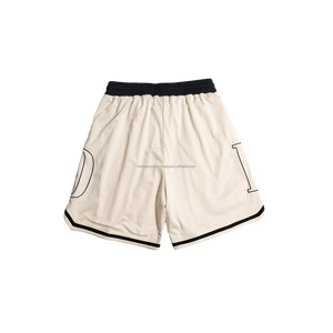 Shorts de basketball vintage pour hommes avec broderie personnalisée en twill, double couche en mesh de 5 pouces, style streetwear - Product Image 2