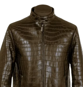 Luxury Python Texture <b>Leather</b> <b>Jacket</b> Men Premium Fashion OEM ODM Wholesale Sample Service Available Worldwide - Product Image 4