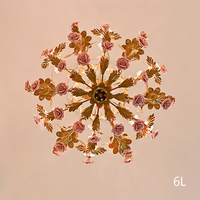 MEEROSEE Lustre en or rose Pendentif de plafond Rose Pendentif de plafond Fleur rose pour salon MD98060
