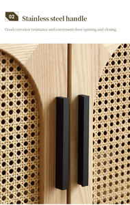 <span class=keywords><strong>Buffet</strong></span> moderne Japandi personnalisé en bois de frêne et rotin, armoire à 4 portes pour salon et salle à manger, meubles Koweït Australie - Product Image 5