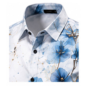 Camisa de Hombre de Moda con Estampado de Manga Larga, Costuras Premium, Mezcla de Algodón Suave, Perfecta para Estilo Casual y Business Casual - Product Image 3