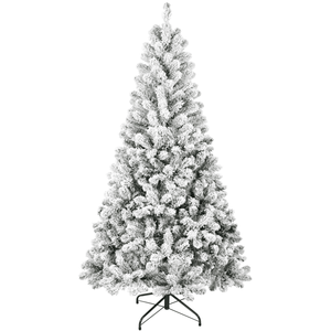 Albero di Natale Artificiale Innevato da 2,1 m con 407 Punte in PVC, Base Pieghevole per Decorazioni Natalizie da Interno - Product Image 1