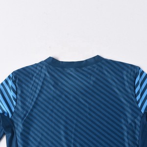 Camiseta Deportiva Personalizada para Hombre, Manga Corta, Ajustada, Azul a Rayas, Absorbe la Humedad, Transpirable, Secado Rápido, para Todas las Temporadas - Product Image 3