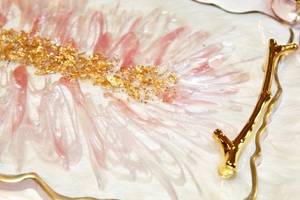Handmade Rose Quartz Resin <b>Tray</b>: Gold Marbling <b>Vanity</b> <b>Tray</b> Epoxy Resin Serving <b>Tray</b> Resin Handmade <b>Tray</b> Used in the Hotel - Product Image 3
