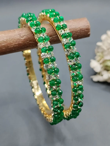 Bracelets en pierre de perle verte dorée plaqués or 18 carats, géométriques, tendance, pour femmes, SKU-6061 - Product Image 2