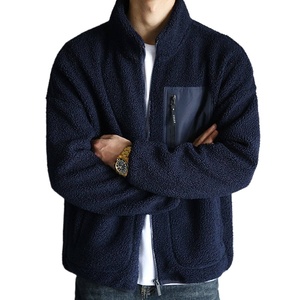 Manufacturer Thick Soft Warm Winter Coat Stand Collar Solid Color Custom <b>Mens</b> <b>Sherpa</b> Fleece <b>Jackets</b> - Product Image 3