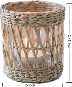 Natural Rattan <b>Tealight</b> <b>Holder</b> Handmade Woven Candle Decor Ideal for Living Room Table and Bedroom Styling From India - Product Image 4