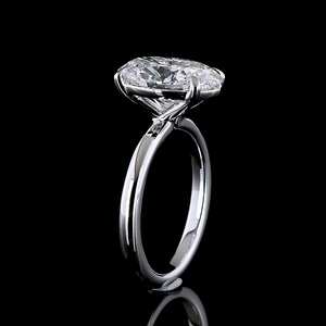 Classic 4CT Oval lab Grown Diamond Engagement Ring 18K White gold band ring Gold 4-Prong Solitaire Wedding Ring for Women - Product Image 2