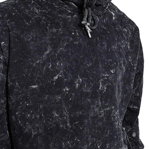 Sudadera con capucha suelta de mezcla de algodón básica personalizada para parejas 2026, ropa informal cómoda de tela Premium con lavado ácido - Product Image 4