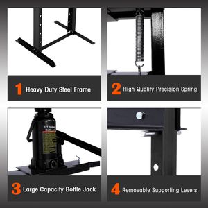 Prensa Hidráulica de Taller de 12 Toneladas de Capacidad, Montaje en Suelo, Mesa de Trabajo Ajustable, Placas de Prensa con Estructura en H para Garaje, Fácil de Usar - Product Image 4