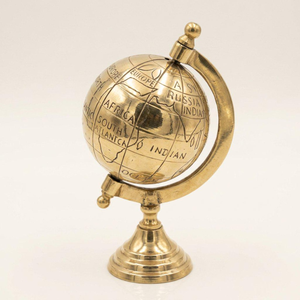 Golden Engraved Brass World Globe <b>Desk</b> Decor Vintage Tabletop Map <b>Ornament</b> Luxury Office Study Room Display Travel Inspired - Product Image 2
