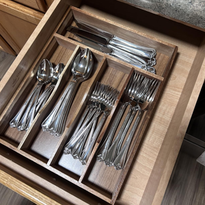 Wholesale Rustic Design Acacia Wooden Cutlery Organizer Kitchen <b>Drawer</b> <b>Tray</b> Kitchen Utensil Organizer Flatware Holder - Product Image 4