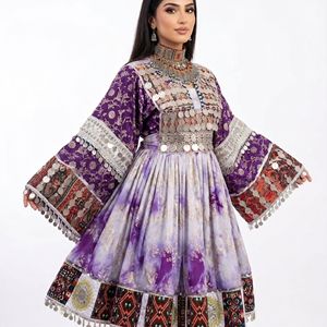 Vestido Mini Étnico Informal para Mujer, Estilo Afgano Kuchi, Bordado, Bohemio, de Manga Larga, Vintage, para Fiesta - Product Image 1