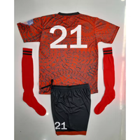 Conjunto de 3 Piezas de Uniforme de Fútbol para Hombre, Camiseta de Fútbol con Diseño de León Tribal Naranja, Pantalones Cortos y Calcetines para Partidos Profesionales