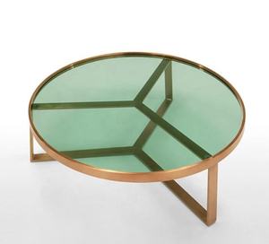 Table basse contemporaine en marbre et laiton, meuble de salon moderne, table d'appoint décorative - Product Image 6