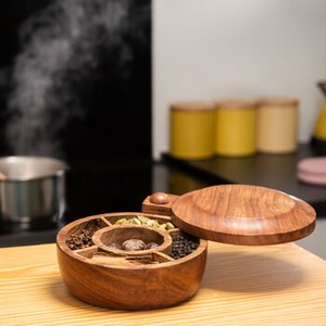 Wooden Spice <b>Box</b> with Multiple Chambers Handmade Mango Wood Vintage Masala <b>box</b> by blossom craft india - Product Image 1