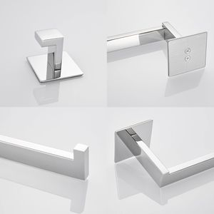 Set di Accessori per Bagno con Adesivo Forte, 4 Pezzi, Argento, Senza Foratura, Porta Asciugamani, Gancio per Accappatoio, Portaoggetti per Hotel - Product Image 5