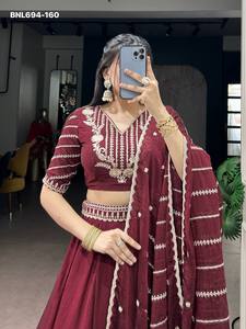 Premium Quality Rangoli Crush with Sequins-Thread Embroidered <b>work</b> <b>Belt</b> Lehenga with Choli-Dupatta Indian Supplier - Product Image 6