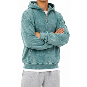 Sweat-shirt vintage personnalisé à col zippé, unisexe, coupe oversize, style streetwear, broderie personnalisée, fournisseur de vêtements - Product Image 1