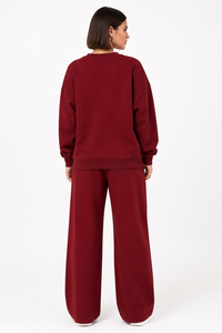 Ensemble de survêtement personnalisé surdimensionné en molleton de coton épais, comprenant un sweat à capuche à col ras du cou et un pantalon à épaules tombantes, OEM - Product Image 2
