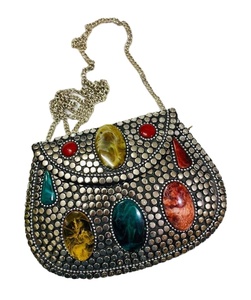 Mosaico Latón Metal Lady Accesorio de moda con decoración de cadena Cierre de cremallera y para patrón de piedra - Product Image 1