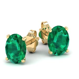 Pendientes REYES de Diseño Clásico con Corte Ovalado, Gema de Esmeralda de 2.5 Quilates, Moda en Oro de 14K, Moissanita, Cierre de Rosca, Joyería - Product Image 6
