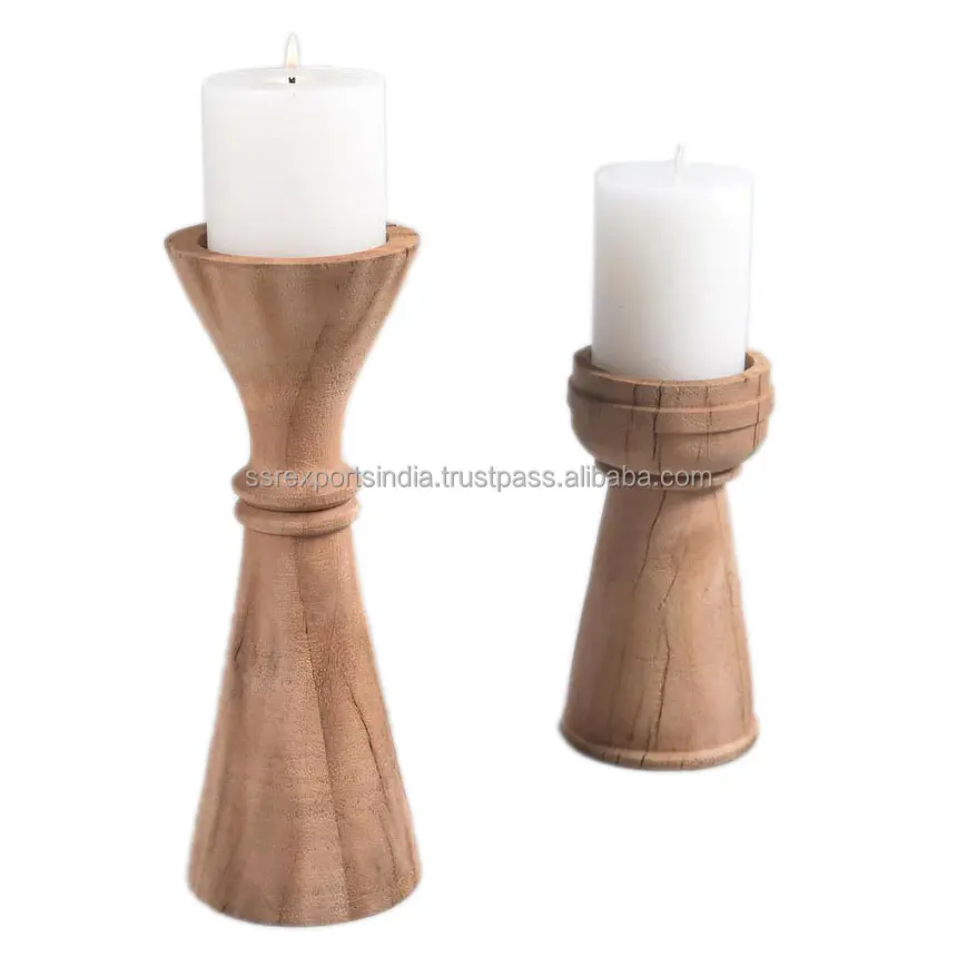 Handmade Trusted Manufacturer of customizable Solid Mango Wooden Candle Holder With Antique and vintage finish at Factory Price
