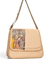 Tas Selempang Jute Buatan Tangan dengan Tutup Bermotif |   Tas Selempang Ramah Lingkungan untuk Wanita
