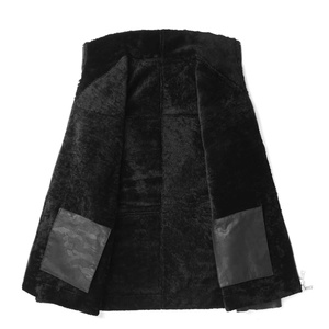 Manteau en cuir véritable pour homme, col rabattu, fermeture éclair, doublure en fourrure épaisse, coupe classique, vêtement d'extérieur - Product Image 2