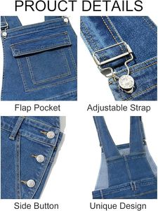 Men's Baggy Denim Bib Overalls Vintage Contrast Breathable Work <b>Dungarees</b> Sloppy Coveralls Big Pockets Casual Wear Construction - Product Image 5