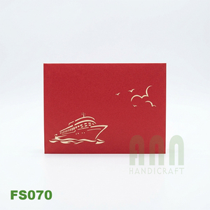 ANN HANDICRAFT FS070 Custom <b>Handmade</b> 3D Pop-up Greeting Cards 'Friendship' Tourist Boat Thank You Gift <b>Paper</b> Die Cutting Printed - Product Image 2