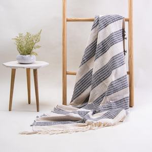 New Arrival Handmade Decorative Sofa Throw With Striped Handloom Woven Soft Cotton <b>Blanket</b> Tassel Border - Product Image 4