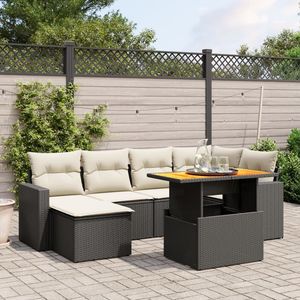 Set Divano da Giardino Bianco Crema 6 Posti in Rattan Arredamento da Esterno Design Contemporaneo - Product Image 1