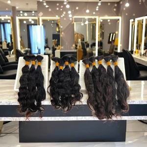 Cabello Humano 100% al por Mayor, Sin Procesar, Natural, Remy, Cutícula Alineada, Cabello Humano Indio en Trama, Onda Suave/Onda Profunda - Product Image 2