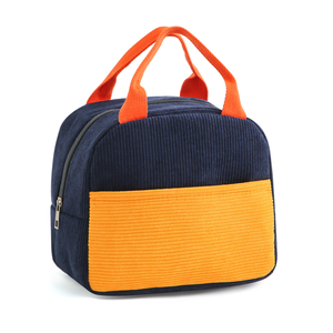 <b>Corduroy</b> insulated <b>bag</b>, color-blocked, waterproof, tote lunch <b>bag</b>/lunchbox <b>bag</b> - Product Image 1