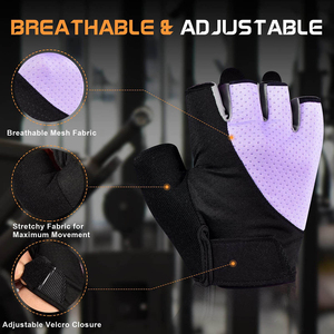 Gants de musculation demi-doigts avec rembourrage en gel, adhérence souple, pour entraînement en salle de sport, fitness et exercice, vente en gros - Product Image 3