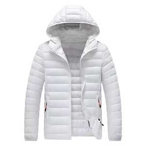 Men's Hooded Puffer <b>Jacket</b> <b>with</b> Stand Collar Zipper Closure Windproof Winter Casual Slim Fit 100% Polyester Shell <b>Fleece</b> <b>Lining</b> - Product Image 3