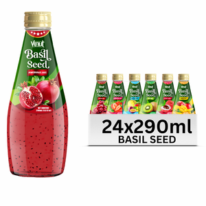 Boisson aux graines de basilic et grenade 290ml - VINUT Vietnam Marque privée Sans sucre Modèle Basil 22 Commandes en gros OEM/ODM - Product Image 1
