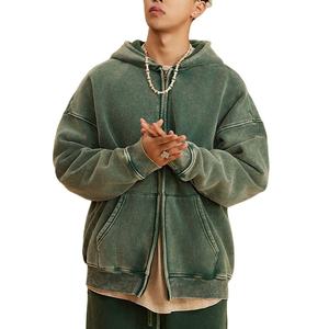 Sudadera con Capucha Extra Grande para Hombre, Verde, de Algodón, con Cierre Frontal, Estilo Deportivo, para Otoño - Product Image 1