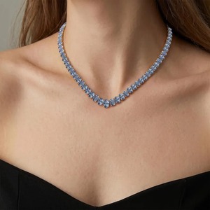 Collier tennis en Alexandrite, bijou en pierre précieuse de forme ovale, collier à chaîne fait main, bijoux en or ou en argent sterling pour femmes - Product Image 5