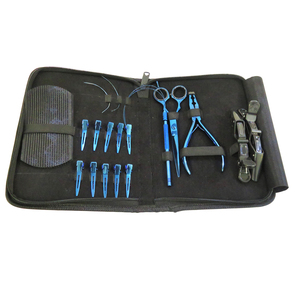 Kit professionnel d'outils de pose de micro-anneaux pour extensions capillaires en acier inoxydable, comprenant des pinces de pose et de retrait de micro-anneaux, et des ciseaux de coupe. - Product Image 6