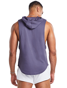 Sudadera con capucha sin mangas para hombre, de invierno, para gimnasio, atlética, 100% algodón, forro polar, con estampado digital. - Product Image 5