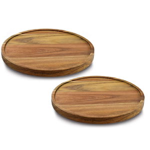 Plateau tournant en bois de qualité supérieure, couleur bois naturel, pour servir le fromage et les biscuits - Product Image 2