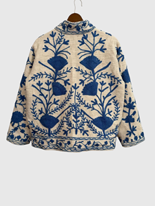 Veste à col roulé brodée à la main avec des motifs floraux, manches longues, en coton, taille plus, style ample pour femmes, vêtements d'automne - Product Image 5