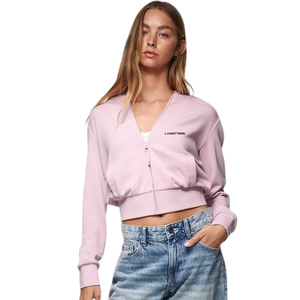 Custom Women's Cropped Hooded Cardigan V Neck Button Up Sweatshirt <b>Lightweight</b> Casual Fashion <b>Hoodie</b> OEM ODM Supplier - Product Image 1