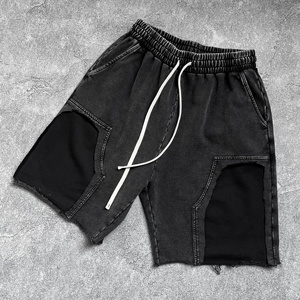 Shorts pour hommes en tissu tricoté respirant, couleur unie, avec cordon de serrage et poches, taille mi-haute, style décontracté - Product Image 5