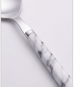 Ensemble de couverts de luxe en argent avec manche en marbre design, multi-usages pour la salle à manger, le service, la cuisine et les tables de fête - Product Image 3