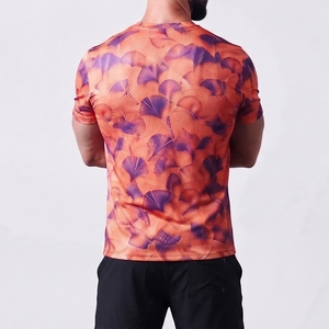 T-shirt extensible pour homme, vêtements de sport, tenue professionnelle, vêtements d'entraînement en plein air, t-shirt à col contrastant pour homme - Product Image 2